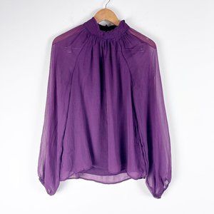 Joie Chiffon Mock Neck Blouse S